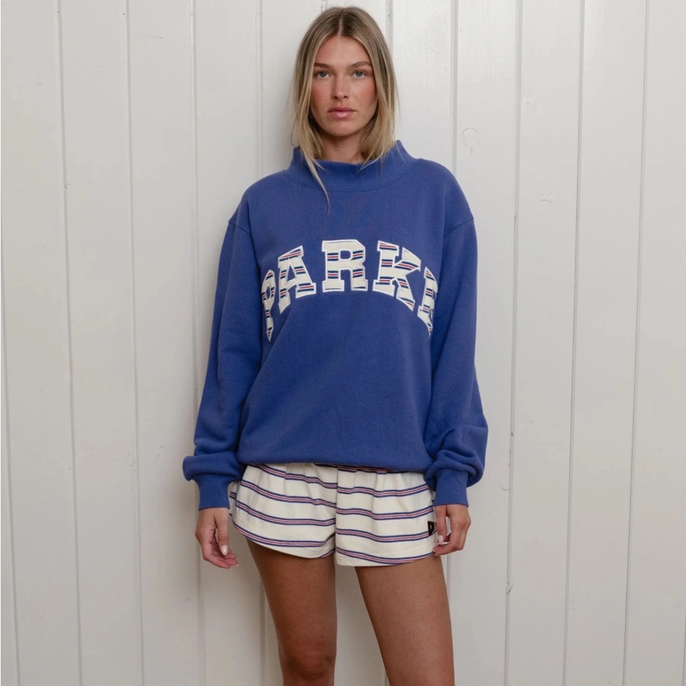 Costal Parke Blue Mock-Turtleneck Pullover Sweatshirt